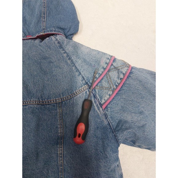 Vintage Expressions Quilt Lined Long Denim Jacket Women's Size Medium 14/16 - Picture 8 of 9